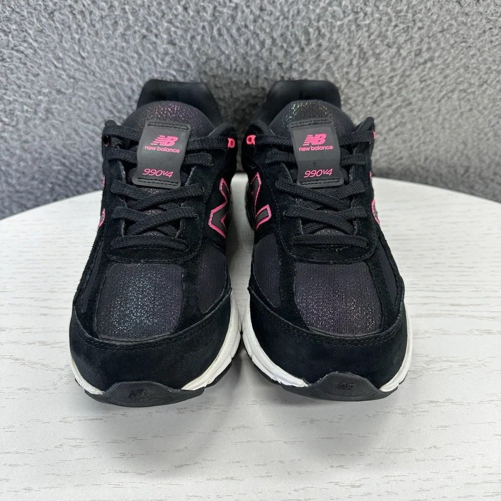 New Balance 990v4 Boys Size 6.5 Black Pink Running Sneakers KJ990RBG